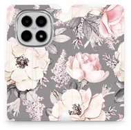 Mobiwear Flip case for Xiaomi Redmi Note 15 5G flowers on grey - Phone Case