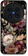 Mobiwear Glossy Vivo X300 Pro aranyszínű virágok fényes tok - Telefon tok