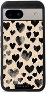 Mobiwear Glossy glossy case for Google Pixel 8A black hearts - Phone Cover