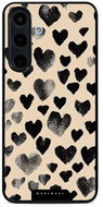 Mobiwear Glossy Samsung Galaxy S25 FE fekete szívecskék fényes tok - Telefon tok