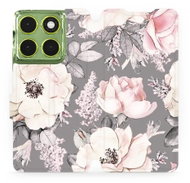 Mobiwear Flip case for Motorola Moto G06 power flowers on grey - Phone Case