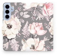 Mobiwear Flip case for Samsung Galaxy S25 FE flowers on grey - Phone Case