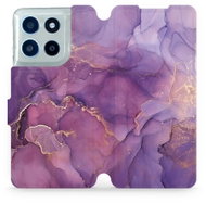 Mobiwear Flip case for Motorola Moto G56 5G purple marble - Phone Case