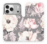 Mobiwear Flip case for Apple iPhone 17 Pro flowers on grey - Phone Case