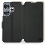 Mobiwear Soft Touch flip book for Xiaomi Poco F6 - Black & Beige - Phone Case