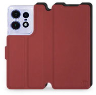 Mobiwear Soft Touch flip book for Motorola Edge 50 Pro - Brick & Black - Phone Case
