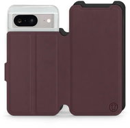 Mobiwear Soft Touch flip book for Google Pixel 8 - Burgundy & Black - Phone Case