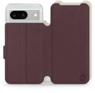Mobiwear Soft Touch flip book for Google Pixel 8 - Burgundy & Beige - Phone Case