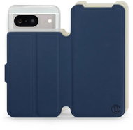 Mobiwear Soft Touch flip book for Google Pixel 8 - Blue & Beige - Phone Case