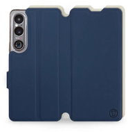 Mobiwear Soft Touch flip book for Sony Xperia 1 VI - Blue & Beige - Phone Case