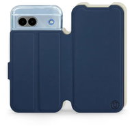 Mobiwear Soft Touch flip book for Google Pixel 8a 5G - Blue & Beige - Phone Case