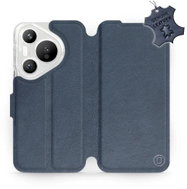 Leather Mobiwear flip book for Huawei Pura 70 - Blue - L_NBS - Phone Case