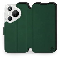 Mobiwear Soft Touch flip book for Huawei Pura 70 - Green & Black - Phone Case