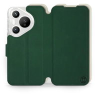 Mobiwear Soft Touch flip book for Huawei Pura 70 - Green & Beige - Phone Case