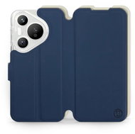 Mobiwear Soft Touch flip book for Huawei Pura 70 - Blue & Beige - Phone Case