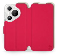 Mobiwear Soft Touch flip book for Huawei Pura 70 - Red & Beige - Phone Case