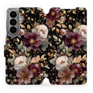Mobiwear Flip pouzdro pro Samsung Galaxy S26 Plus - V169S zlatavé kvítky - Phone Case