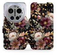 Mobiwear Flip pouzdro pro Xiaomi 17 Ultra - V169S zlatavé kvítky - Phone Case