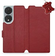 Kožené Mobiwear flip pro Honor 70 - tmavě červené - L_DRS - Phone Case