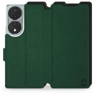 Mobiwear Soft Touch flip na Honor 70 – zelené & čierne - Puzdro na mobil