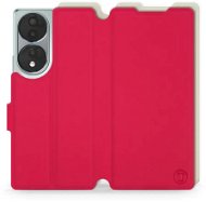 Mobiwear Soft Touch flip na Honor 70 – červené & béžové - Puzdro na mobil