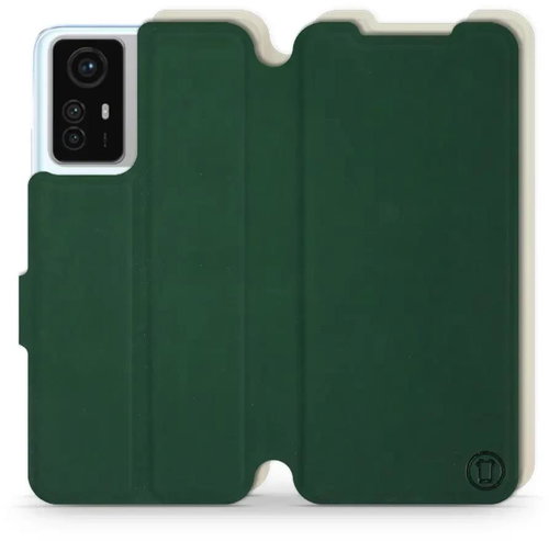 Mobiwear Soft Touch flip pro Xiaomi Redmi Note 12S - zelené & béžové - Phone Case - Main image