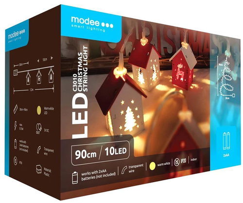 Modee Lighting LED dekorace C3010 10 LED 90 cm domeček 2 × AA baterie - Christmas Lights - Main image