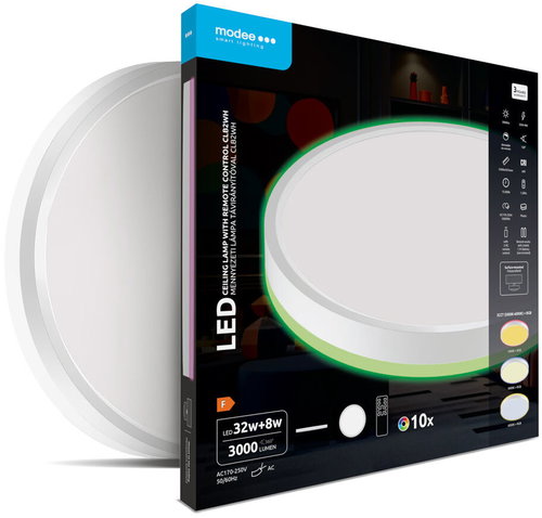 Modee Lightning LED CLB2WH 32 + 8W 3CCT and RGB 3,000lm, White Trim - Ceiling Light - Main image