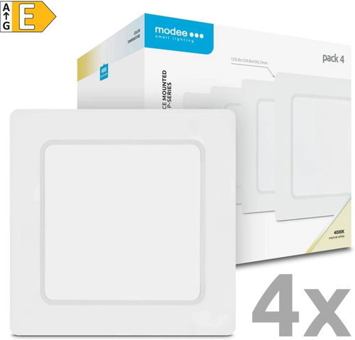 Modee Lightning LED Ceiling Panel Square, 6W 4000K White, 660lm, 4 pcs - LED Panel - Main image