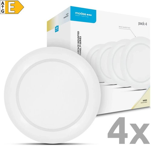 Modee Lightning LED Ceiling Panel 12W, 4000K, White, 1320lm, 4 pcs - LED Panel - Main image