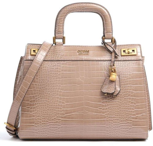 GUESS Katey Croc Lrg Luxury Satchel Béžová - Handbag - Main image