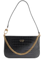 GUESS Katey Croc Print Shoulder Bag Černá - Handbag