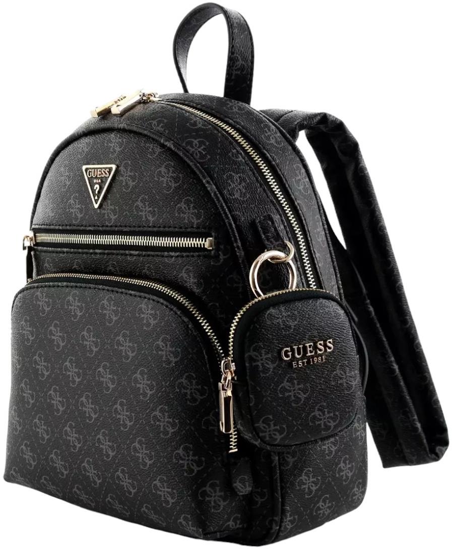 GUESS Batoh Power Play tech černá s logem Kabelka