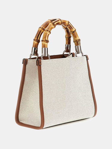 GUESS Handbag Kerima Bamboo Mini Tote natural/latte with logo - Handbag - Main image