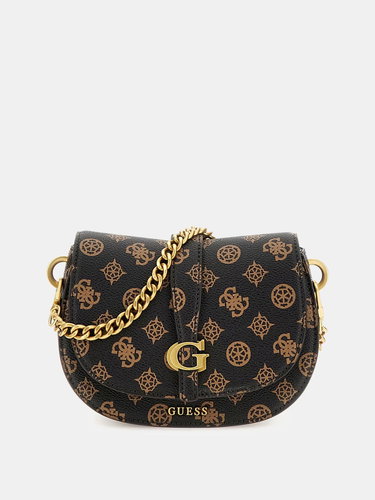 GUESS Handbag Kuba Mini Crossbody flap mocha with logo - Handbag - Main image