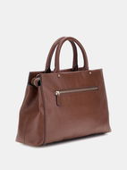 GUESS Kabelka Levia satchel čokoládová - Kabelka