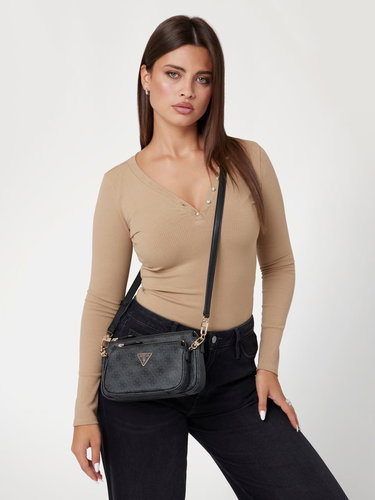 GUESS Handbag Noeele DBL Pouch Crossbody black with logo - Handbag - Main image