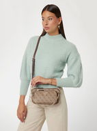 GUESS Kabelka Noeele DBL Pouch Crossbody latté s logem - Kabelka