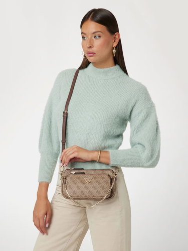 GUESS Handbag Noeele DBL Pouch Crossbody latte with logo - Handbag - Main image