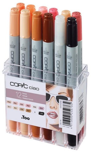 COPIC Ciao double-sided Brush Chisel 12 pcs skin tones - Marker - Main image
