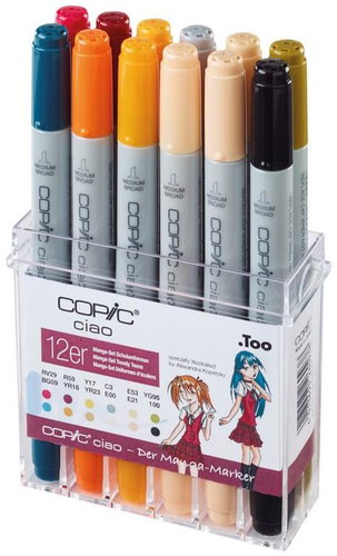 COPIC Ciao double-sided Brush Chisel 12 pcs Manga trendy tones - Marker - Main image