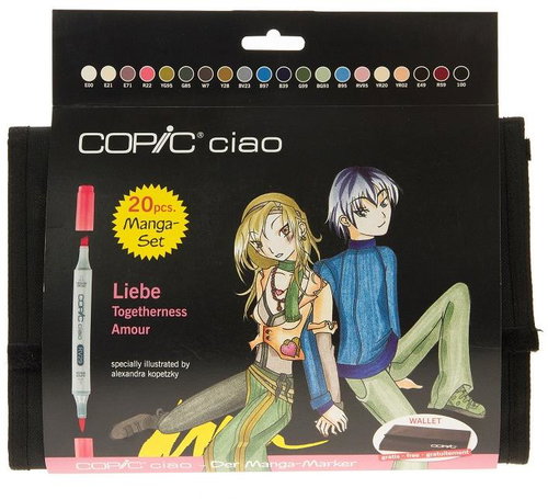 COPIC Ciao double-sided Brush Chisel 20 pcs tones Manga Love in pencil case - Marker - Main image