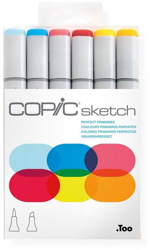 COPIC Sketch double-sided Brush Chisel 6 pcs basic "perfect" - Marker - Main image