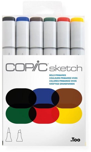 COPIC Sketch double-sided Brush Chisel 6 pcs basic "bold" - Marker - Main image