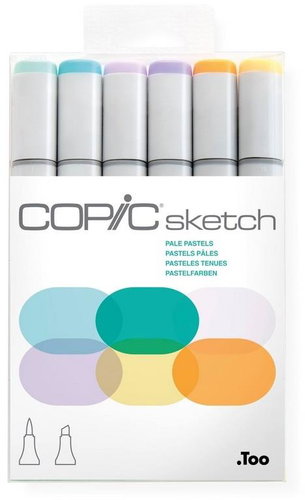 COPIC Sketch double-sided Brush Chisel 6 pcs pastel tones - Marker - Main image