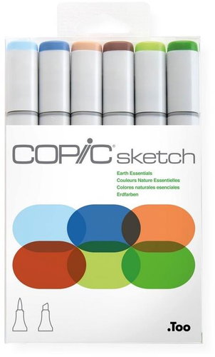 COPIC Sketch double-sided Brush Chisel 6 pcs natural tones - Marker - Main image