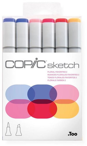 COPIC Sketch double-sided Brush Chisel 6 pcs floral tones "2" - Marker - Main image