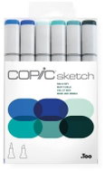 COPIC Sketch double-sided Brush Chisel 6 pcs tones of sea and sky - Marker