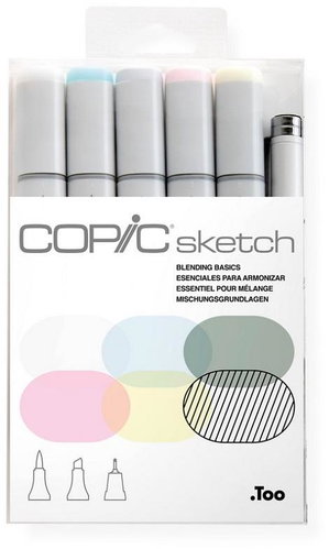 COPIC Sketch double-sided Brush Chisel 5+1 pcs shading basics - Marker - Main image