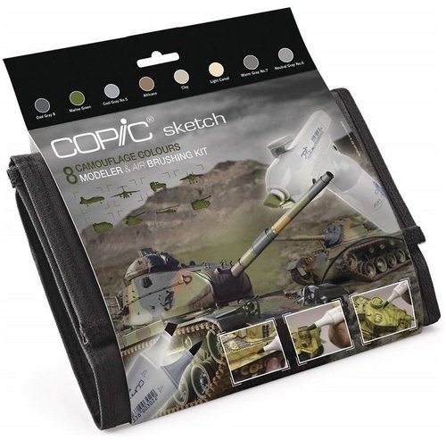COPIC Sketch double-sided Brush Chisel 9 pcs masking colours in pencil case - Marker - Main image